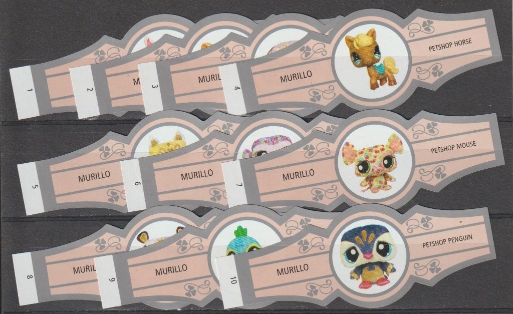 reeks 1583  petshop 1-10 sigarenbanden, Ophalen of Verzenden, Zo goed als nieuw, Sigarenbandjes