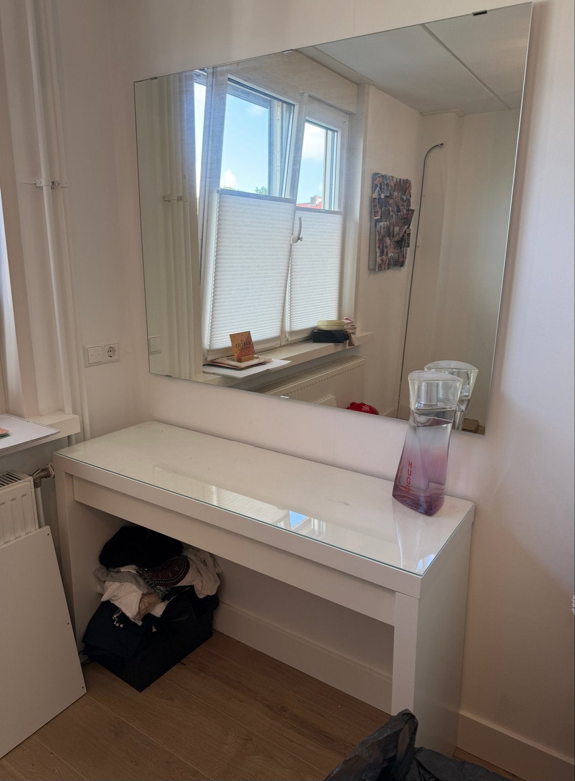 Kaptafel met lade en grote spiegel, Huis en Inrichting, Ophalen, Gebruikt, 100 tot 150 cm, Minder dan 100 cm