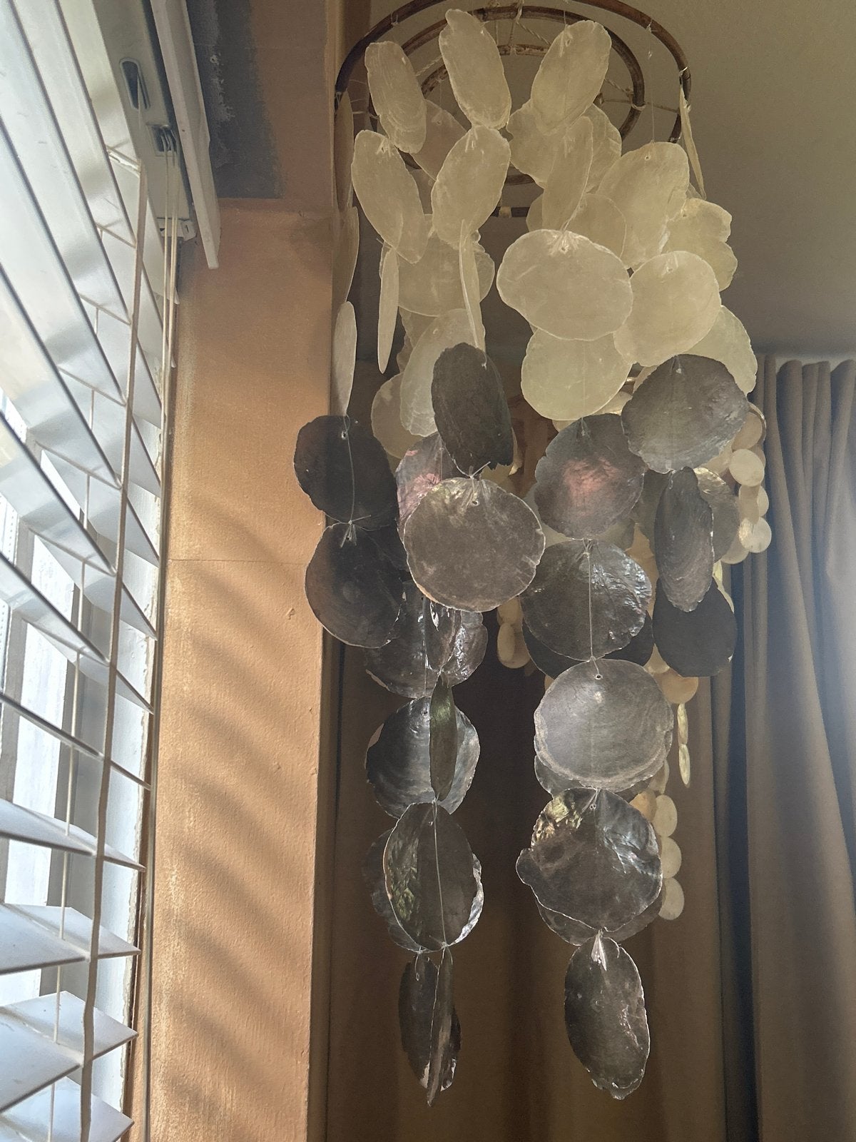 Windgong met Grote Capiz Schelpen - Natuurlijke Decoratie, Gebruikt, Meerkleurig, Boho, Ophalen of Verzenden