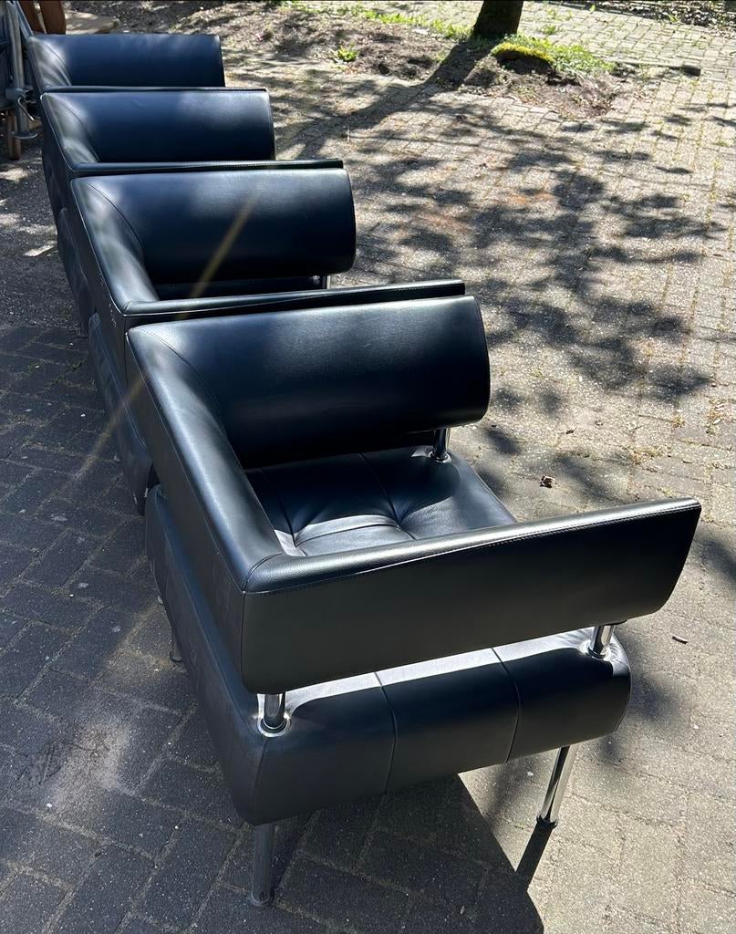 Set van 4 Sitland leren fauteuils - Zwart, Ophalen, Gebruikt, Zwart, Leer