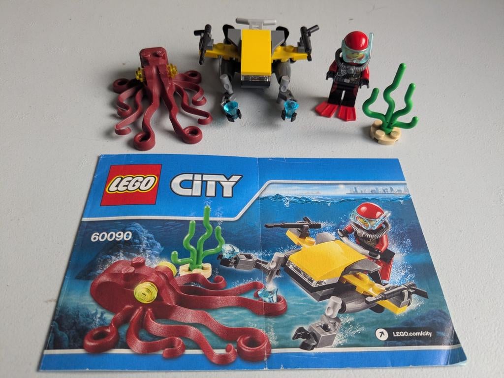 Lego City 60090 Diepzee scooter met duiker en octopus, Compleet, Lego, Ophalen of Verzenden, Complete set