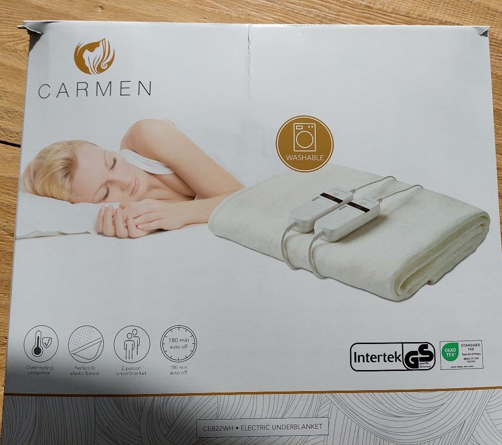 Zgan 2-prs Carmen elektrische onderdeken, Wit, Overige typen, Tweepersoons, Ophalen of Verzenden