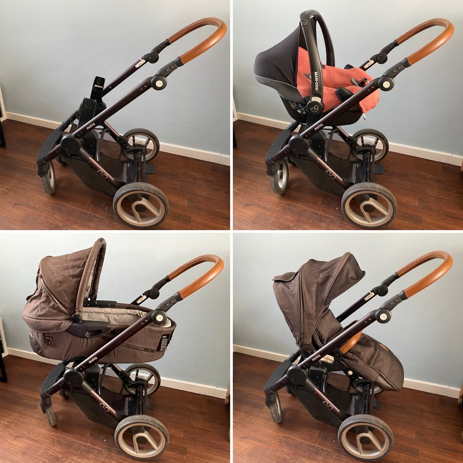 Mutsy Evo kinderwagen met reiswieg, Kinderen en Baby's, Kinderwagens en Combinaties, Ophalen, Gebruikt, Combiwagen, Mutsy