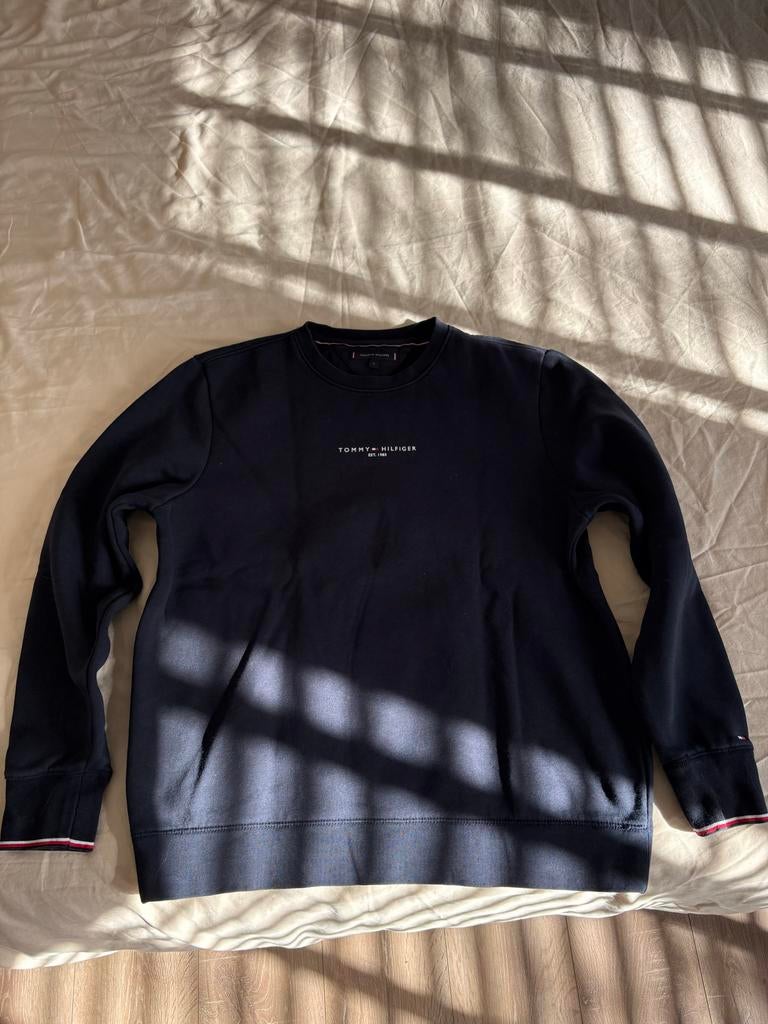 Tommy Hilfiger trui donkerblauw maat L, Ophalen of Verzenden, Gedragen, Maat 52/54 (L), Blauw