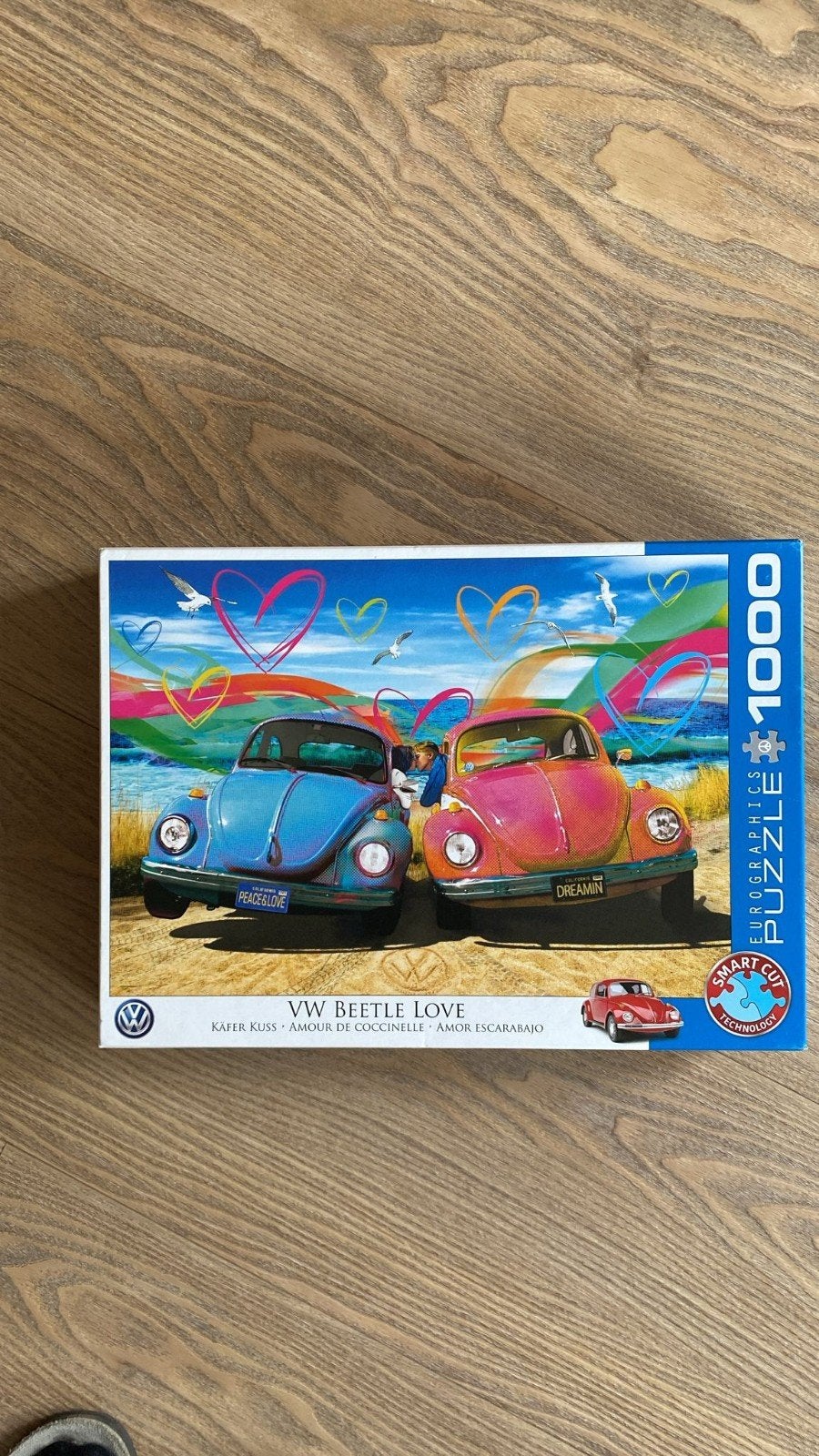 VW Kever Liefde Legpuzzel 1000 stukjes, Hobby en Vrije tijd, Ophalen of Verzenden, 500 t/m 1500 stukjes, Zo goed als nieuw, Legpuzzel