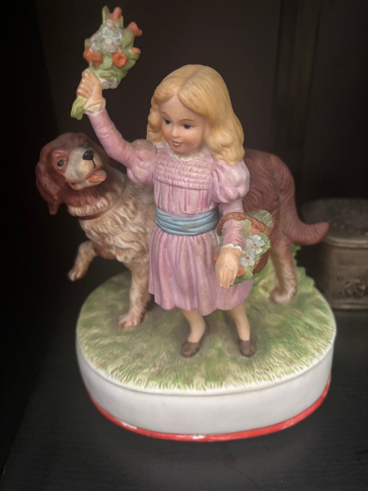 Muziek beeld meisje met hond 19cm, Ophalen of Verzenden