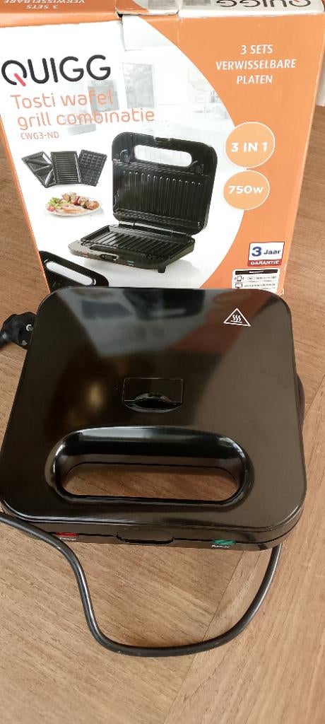 Quigg contactgrill 3-in-1 voor tosti, wafels, grill., Witgoed en Apparatuur, Contactgrills, Ophalen, Uitneembare platen, Zo goed als nieuw