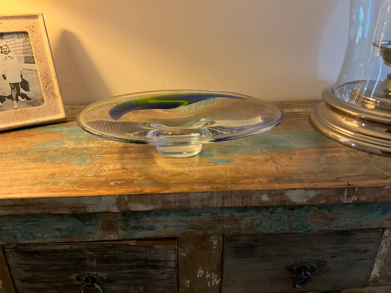 Kosta Boda Sweden glazen schaal – design schaal blauw/groen, Ophalen, Minder dan 50 cm, Minder dan 50 cm, Glas