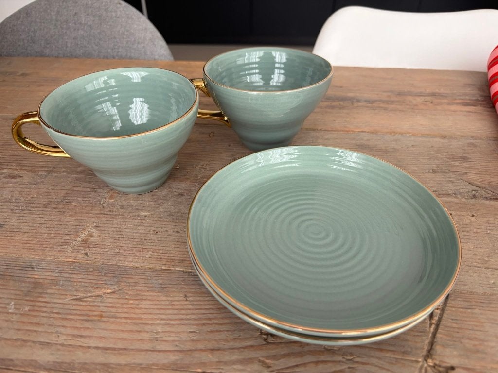 H&M Home Cappucino mokken & bordjes, Huis en Inrichting, Keuken | Servies, Overige merken, Ophalen of Verzenden, Zo goed als nieuw