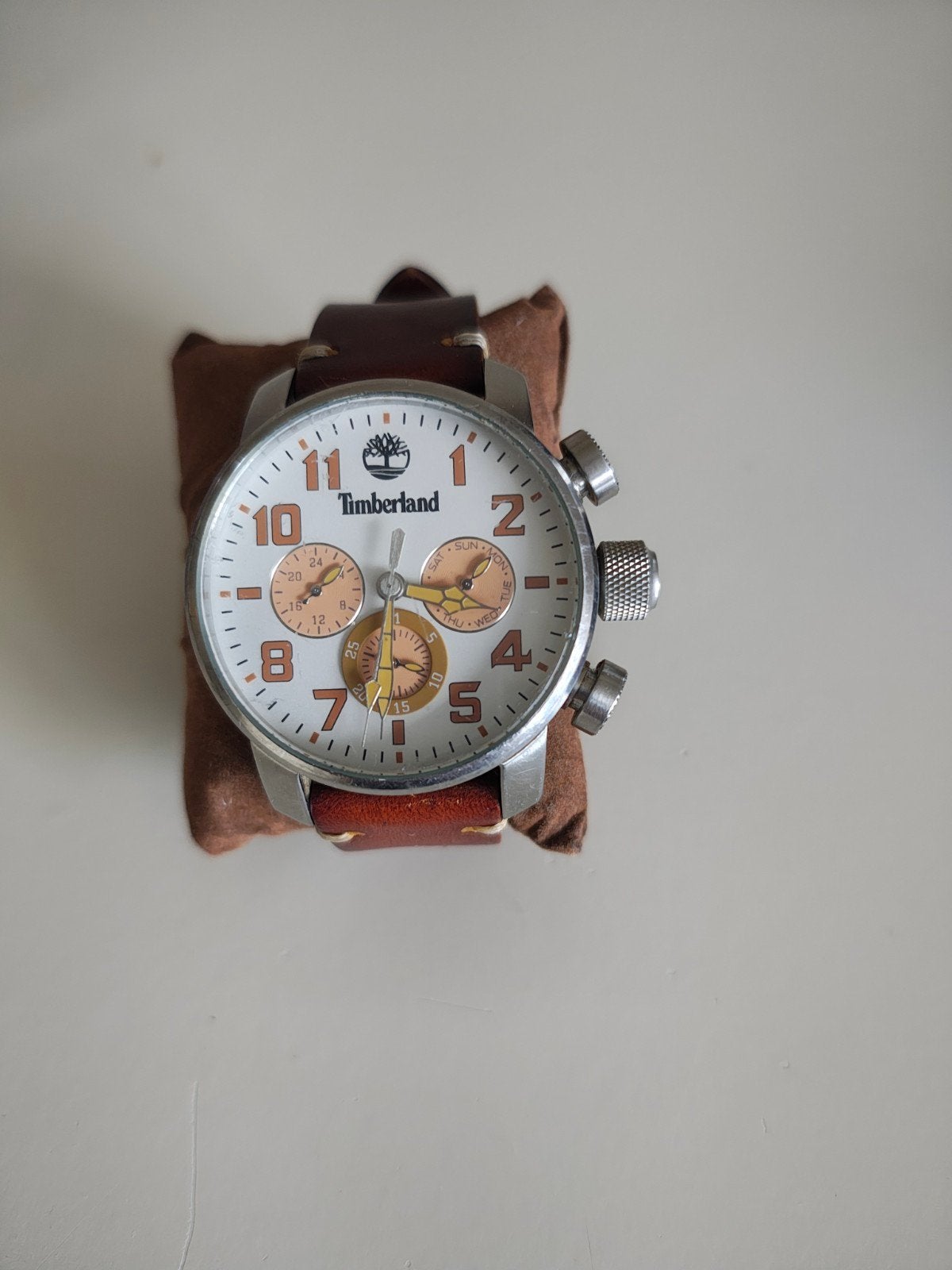 Timberland horloge met unieke lederen band, Overige merken, Leer, Staal, Polshorloge