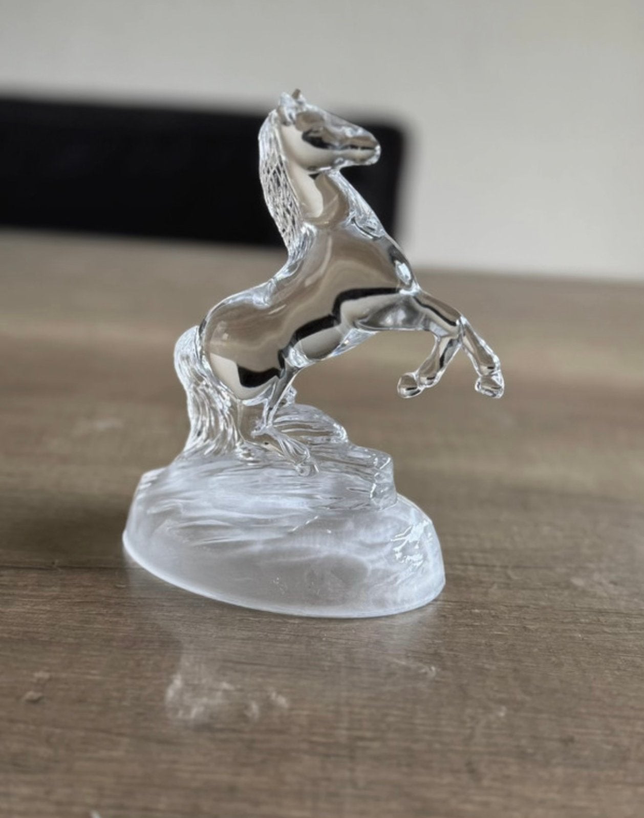 Vintage Kristallen Paard - Steigerend op sokkel, Ophalen of Verzenden