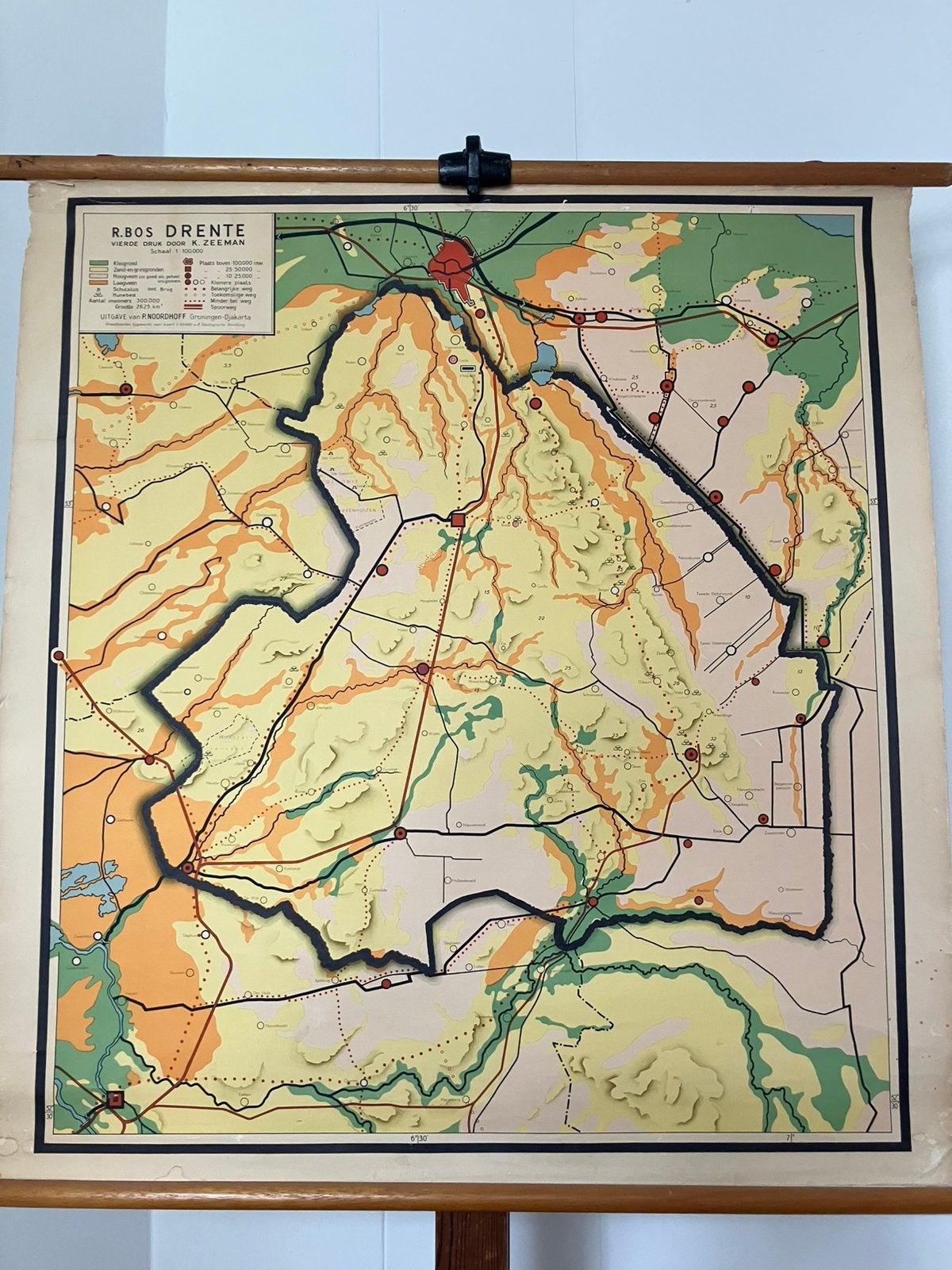 Schoolkaart Drenthe, Antiek en Kunst, Antiek | Schoolplaten, Ophalen of Verzenden, Aardrijkskunde