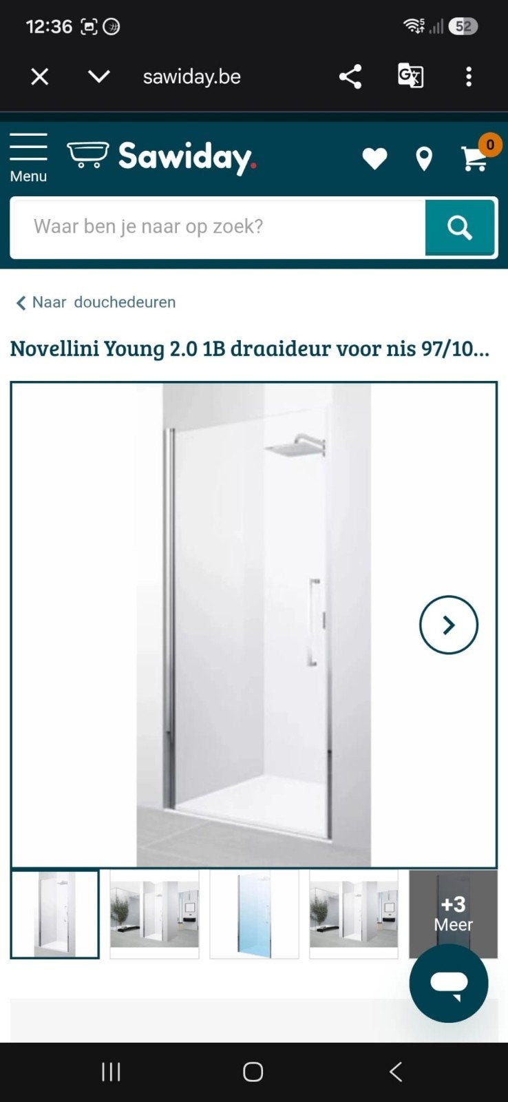 Novellini Young 2.0 1B Douchedeur 97-101x200 cm, Ophalen, Nieuw, Chroom, Douche