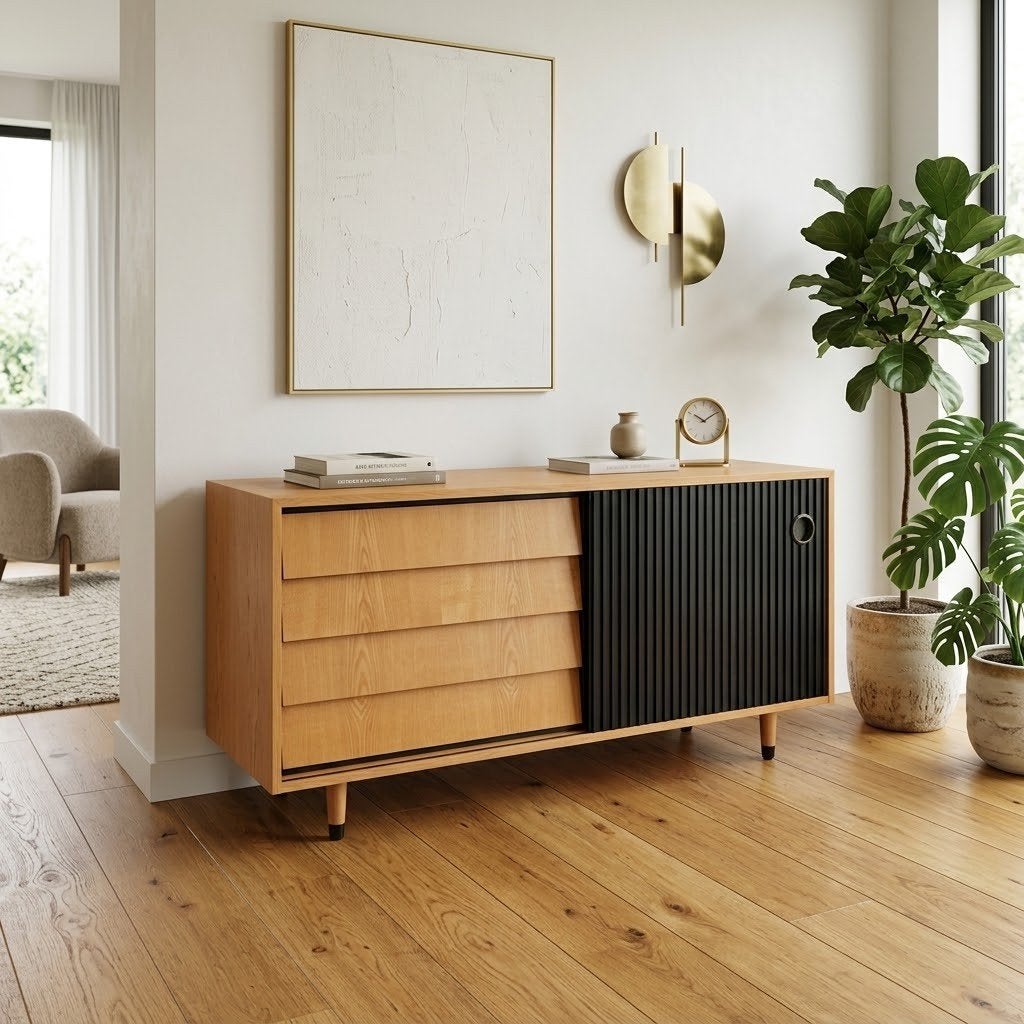 vintage dressoir (model "Storkow") Erich Stratmann sideboard, Ophalen, Gebruikt, 25 tot 50 cm