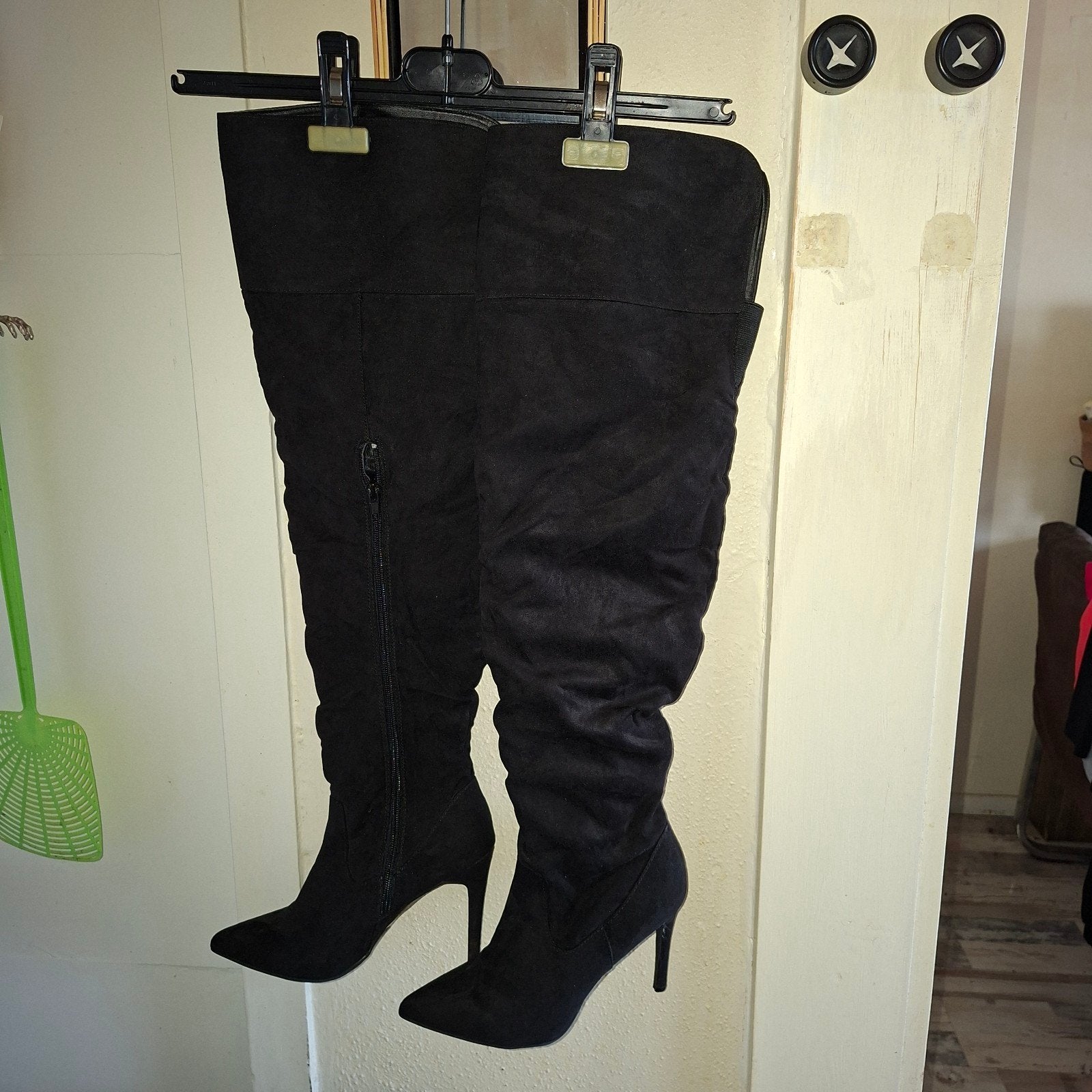 Zwarte Overknee Laarzen met Hoge Hak maat 36, Hoge laarzen, Zwart, Ophalen of Verzenden, Onbekend