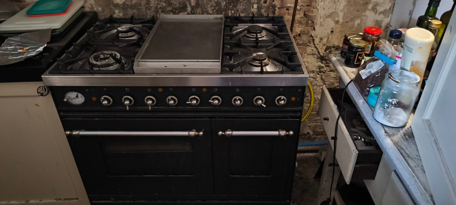 Boretti fornuis 90 cm - gas/elektrisch - RVS/zwart, Ophalen