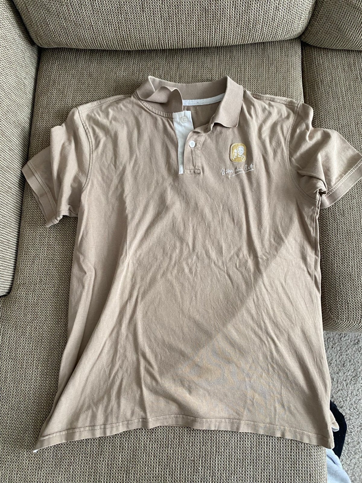 Bitburger Polo Shirt Maat L - Beige met Opdruk, Ophalen of Verzenden, Gedragen, Maat 52/54 (L), Beige