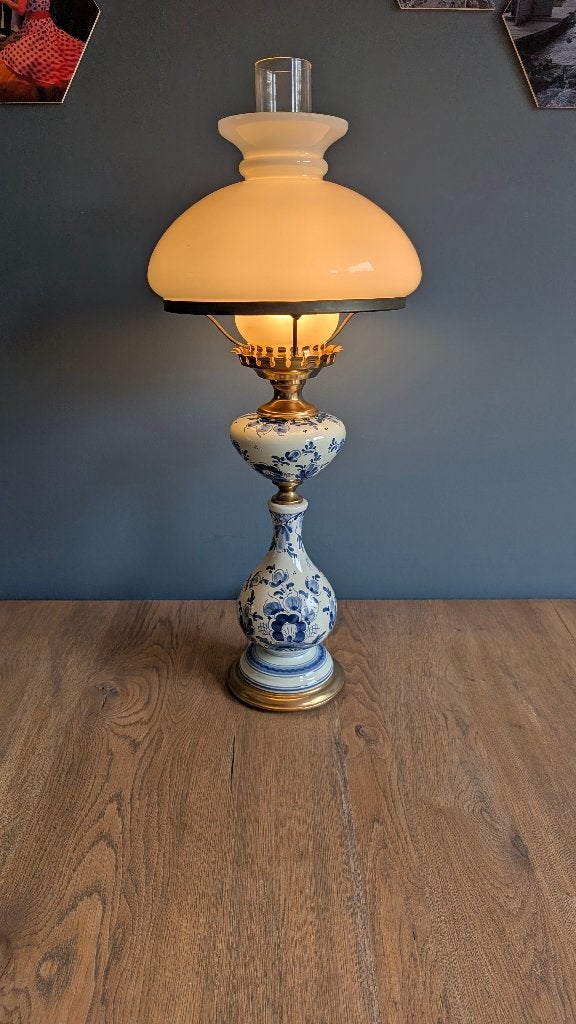 Klassieke Handgeschilderd Delfts Blauw Olielamp - Elektrisch, Ophalen