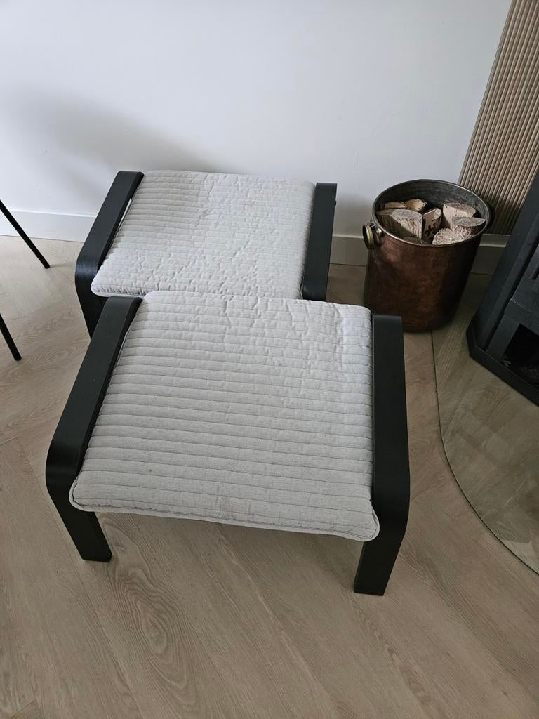 Set van 2 ikea poang voetenbankjes, Modern, Comfortabel, Gebruikt, 50 tot 75 cm, Ophalen of Verzenden
