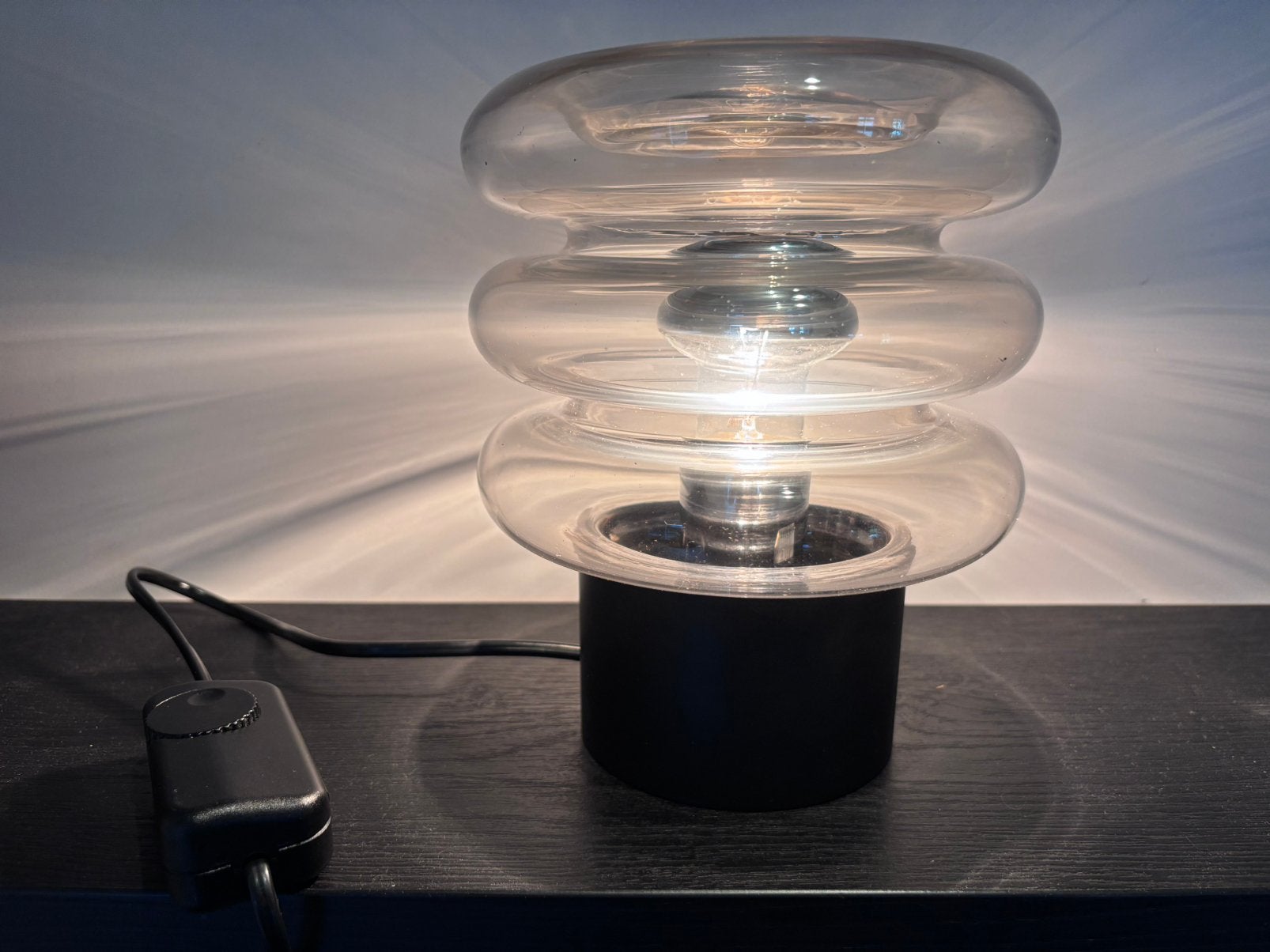 Space Age Tafellamp Glashütte Limburg 'Bulb'  'Moon' Serie, Huis en Inrichting, Lampen | Tafellampen, Ophalen of Verzenden, Zwart