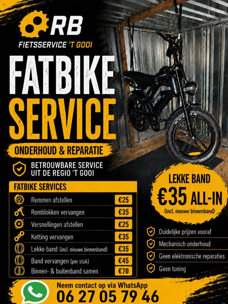 Fietsreparatie & onderhoud, Lekke band €25, ophalen mogelijk, Snelservice, Fietsreparatie