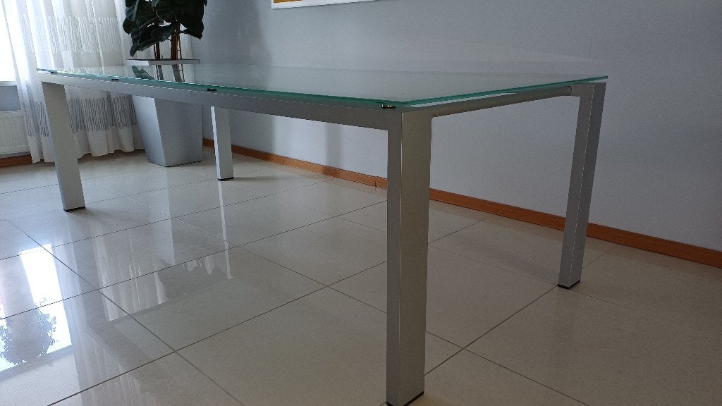 Glazen ARCO Eettafel 240*105*75 cm, Ophalen, 100 tot 150 cm, 200 cm of meer, Zo goed als nieuw