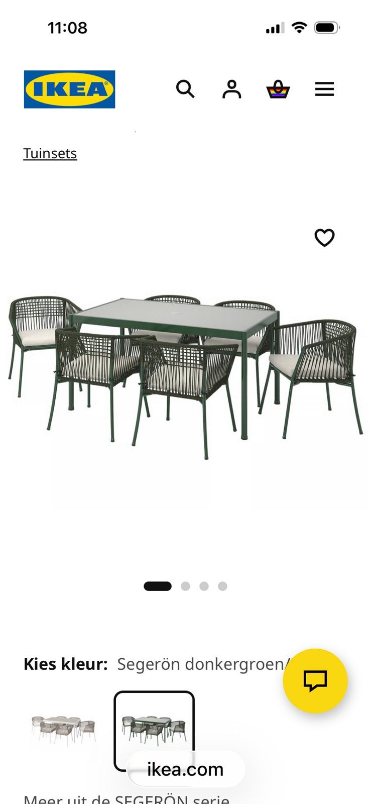 Ikea segeron tuinset groen zgan, Ophalen, Zo goed als nieuw