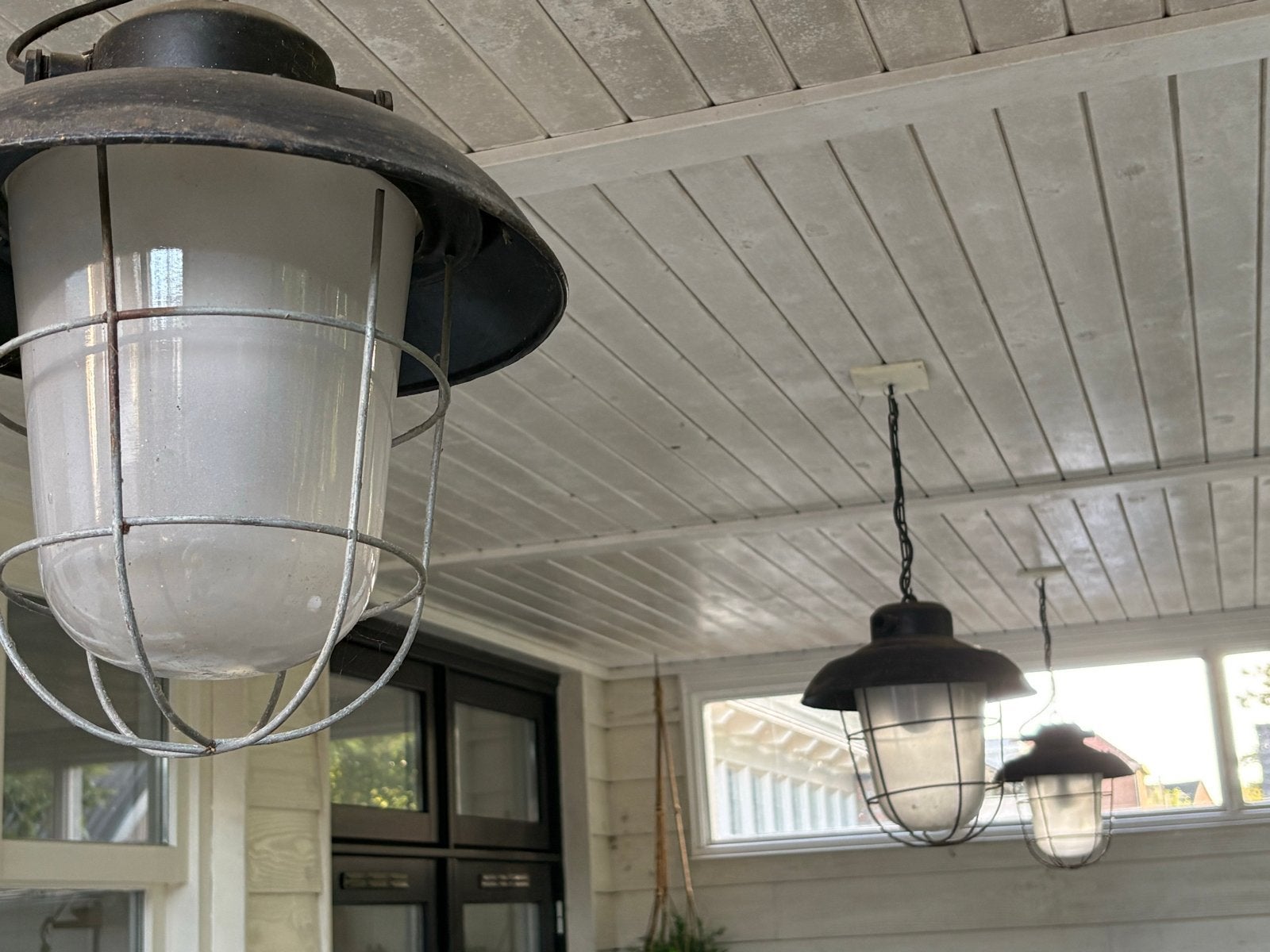 Vintage kooilamp hanglamp industrieel glas met metaal, Overige merken, Gebruikt, Zwart, Industrieel