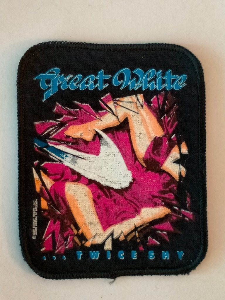 Great White twice shy vintage band patch kleding embleem, Ophalen of Verzenden, Gebruikt, Kleding