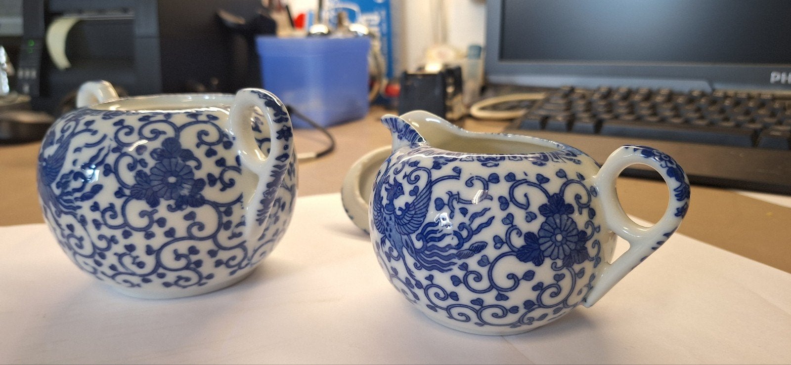 Vintage Delfts Blauw Suikerpot en Melkkan Set, Ophalen of Verzenden
