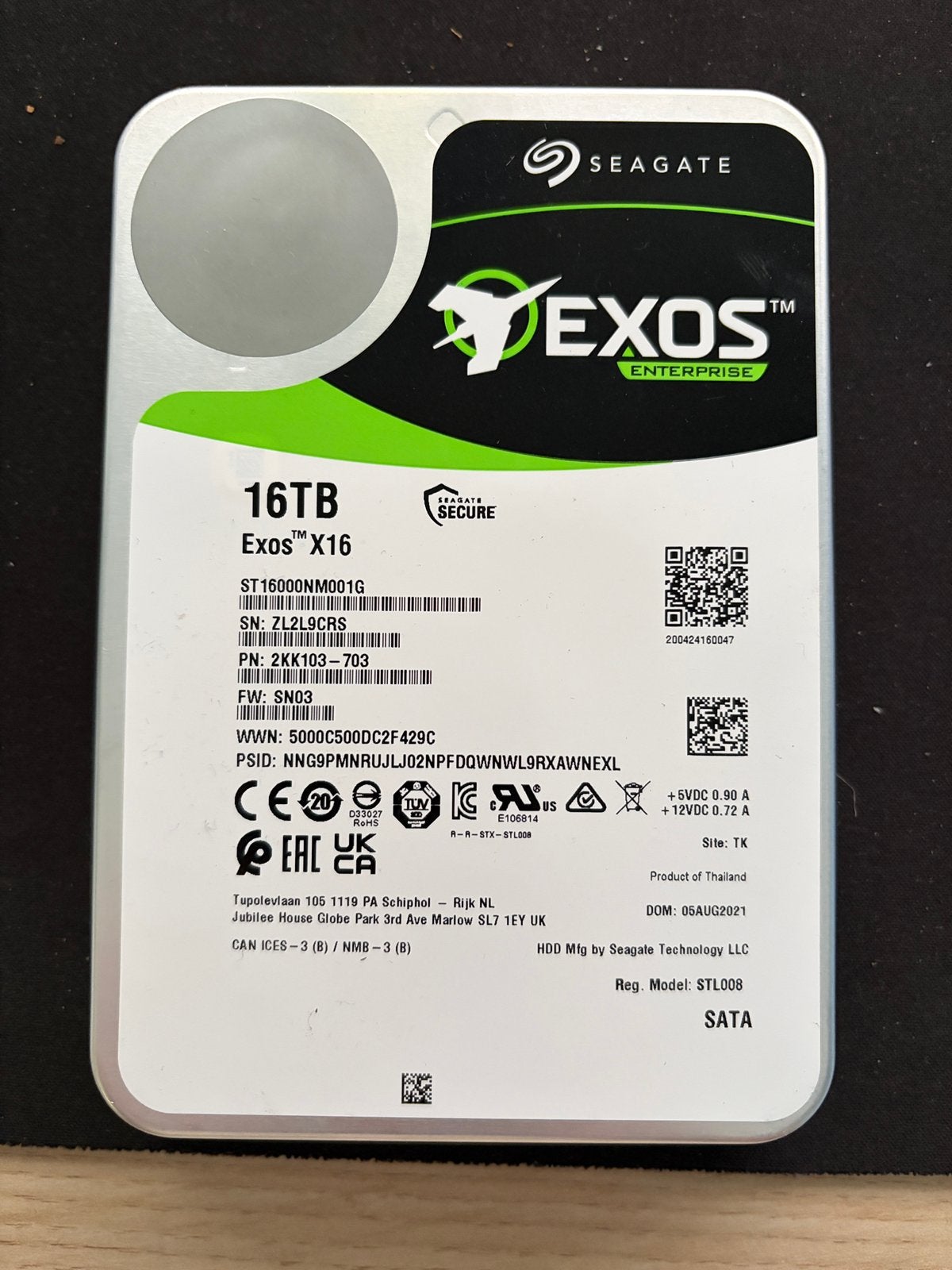 Seagate Exos 16TB harddisk SATA, Computers en Software, Harde schijven, Ophalen, Intern, Zo goed als nieuw, Desktop