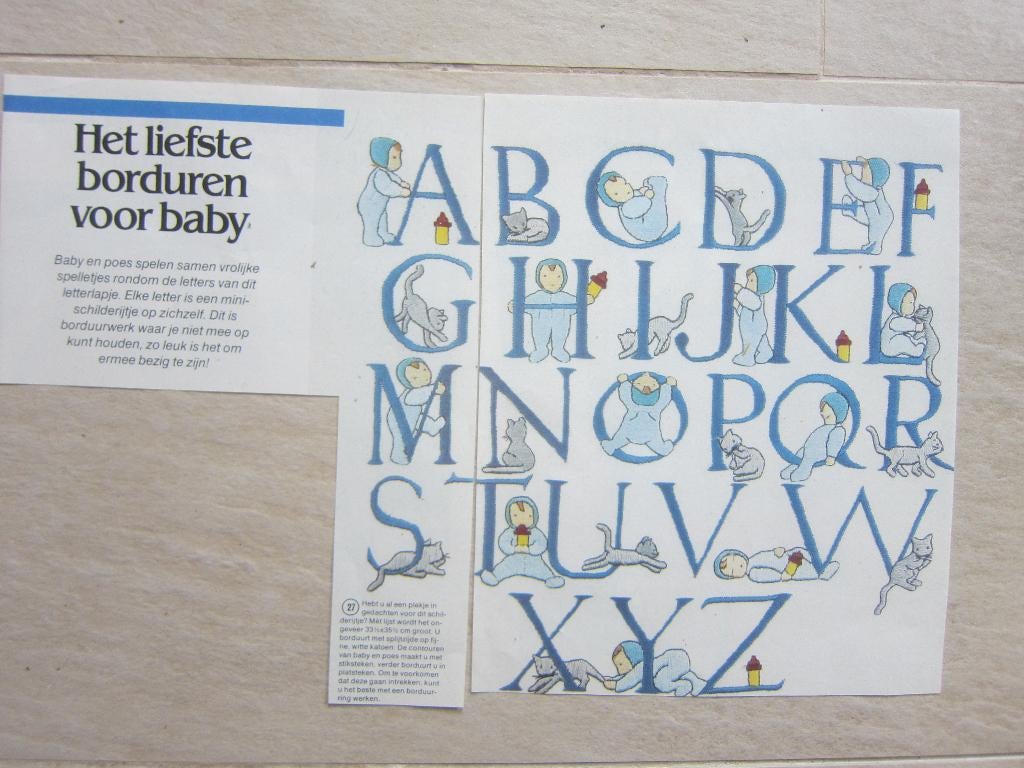 borduurpatroon baby ABC  telpatroon voor platsteek en, Ophalen of Verzenden, Zo goed als nieuw, Handborduren, Patroon