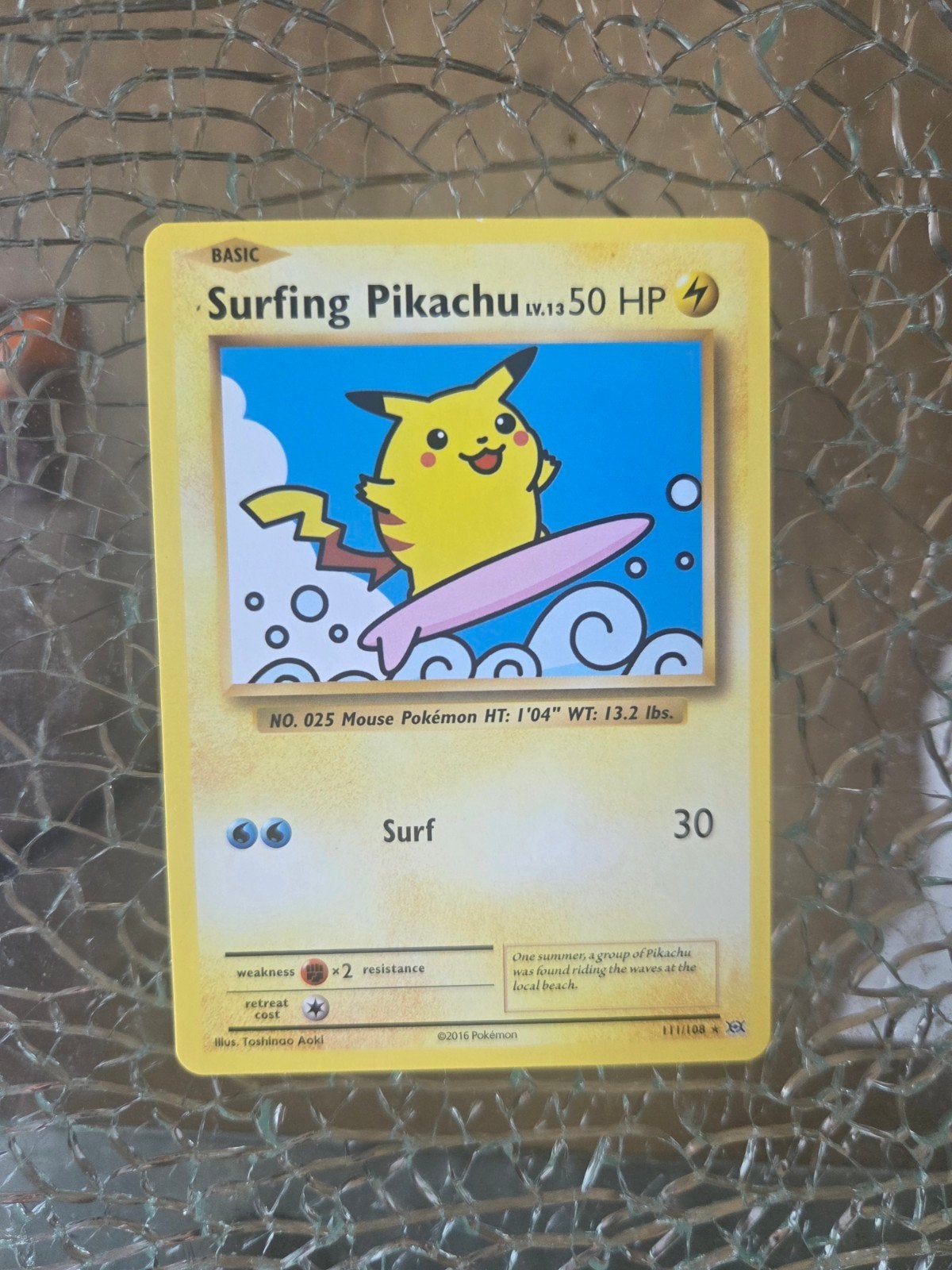 Surfing Pikachu Pokémon Kaart - 2016 Promo, Ophalen, Zo goed als nieuw, Losse kaart