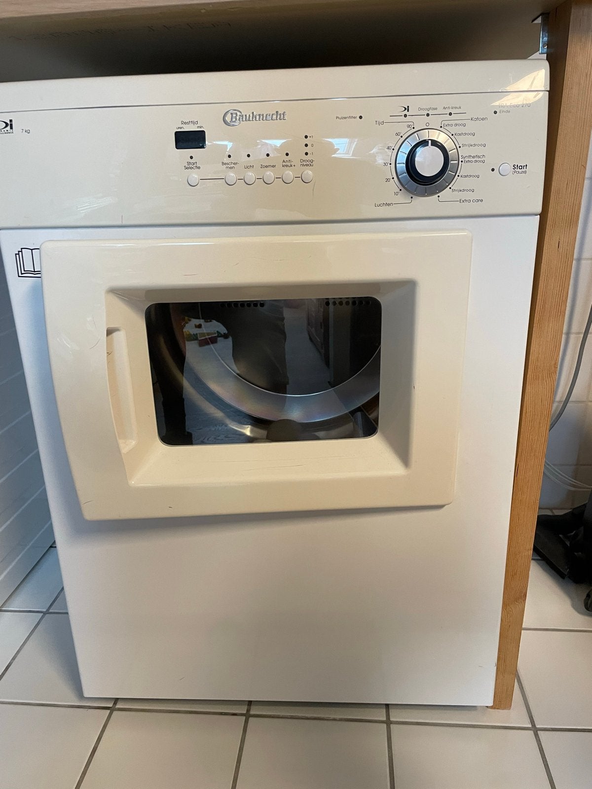 Bauknecht TRA Eco 270 condensdroger 7 kg, Ophalen, 6 tot 8 kg, Gebruikt, Voorlader