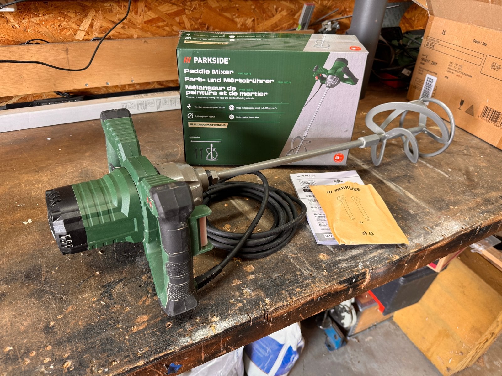 Parkside Verfmenger / mortelmixer, Ophalen of Verzenden, Gebruikt