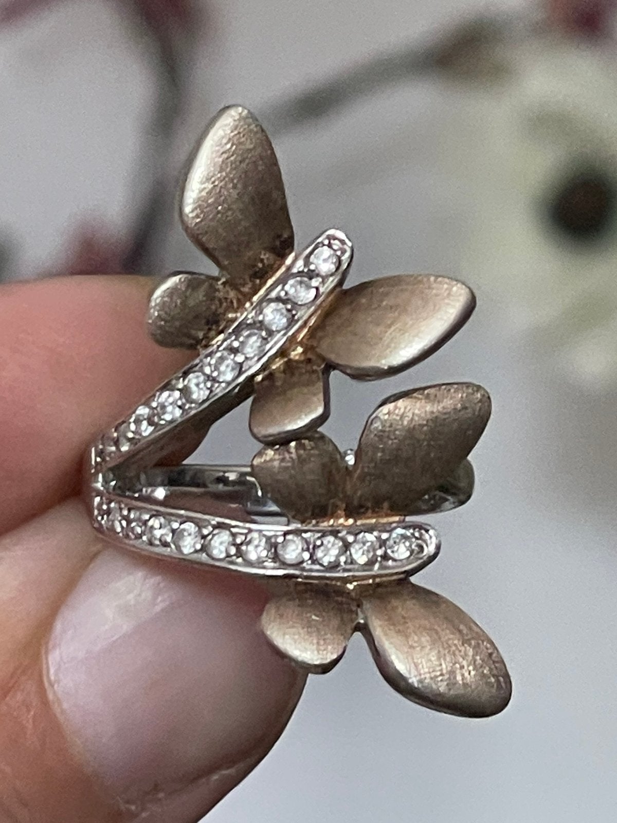 Zilveren ring vlinders, Ophalen of Verzenden, Zo goed als nieuw, 17 tot 18, Nvt