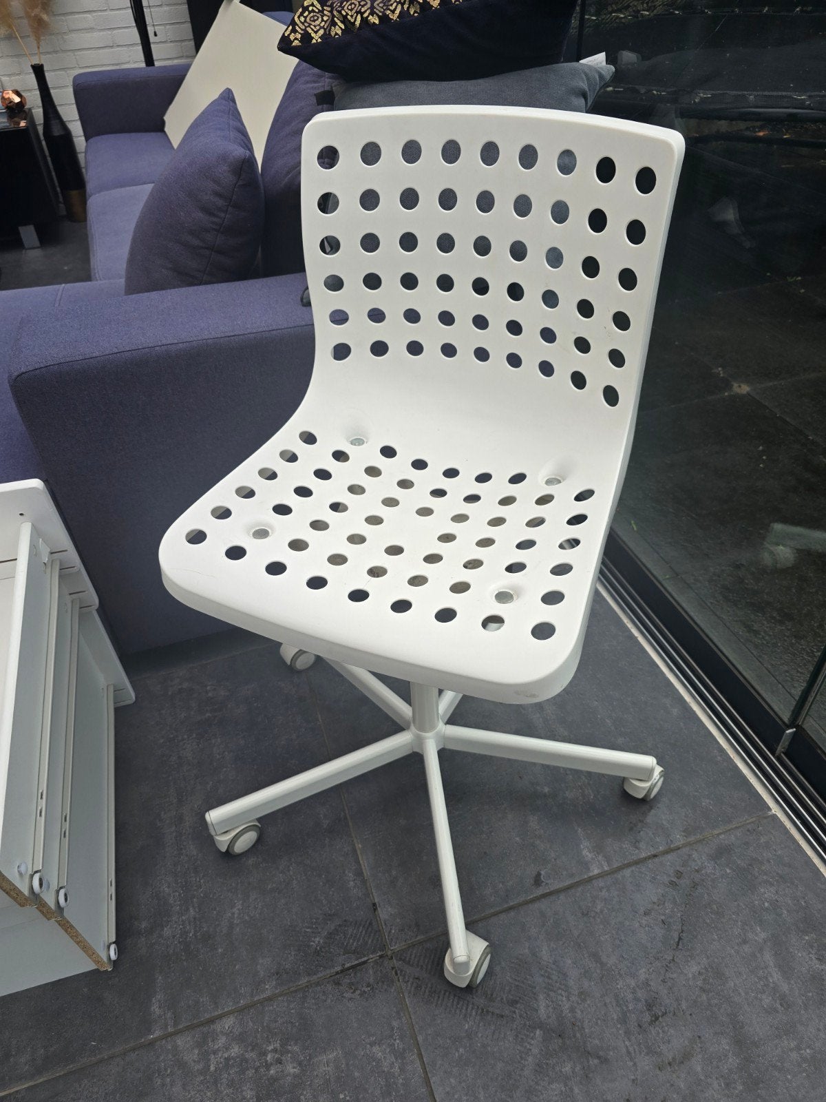 Ikea Sporren Witte bureaustoel met wieltjes, Huis en Inrichting, Bureaustoelen, Ophalen of Verzenden, Wit