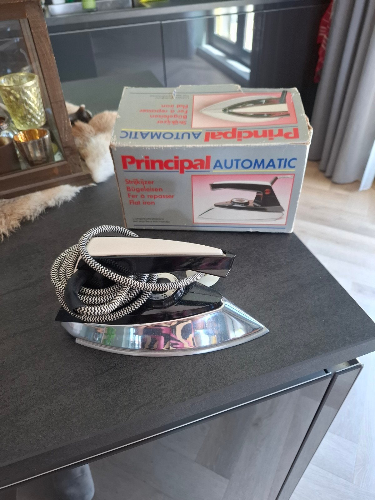 Vintage Principal Automatic Strijkijzer met doos, Witgoed en Apparatuur, Ophalen, Gebruikt, Strijkijzer met snoer