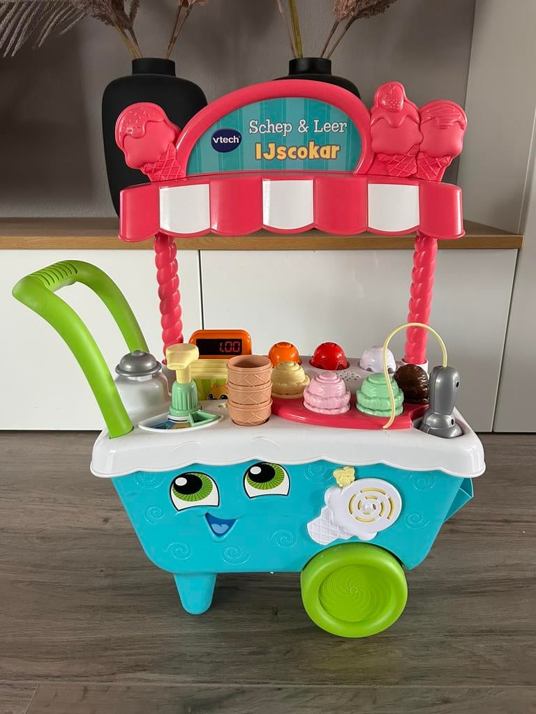 Als nieuw VTech schep & leer IJscokar, Kinderen en Baby's, Speelgoed | Speelkeukens, Ophalen, Zo goed als nieuw, Kunststof, Speelkeuken