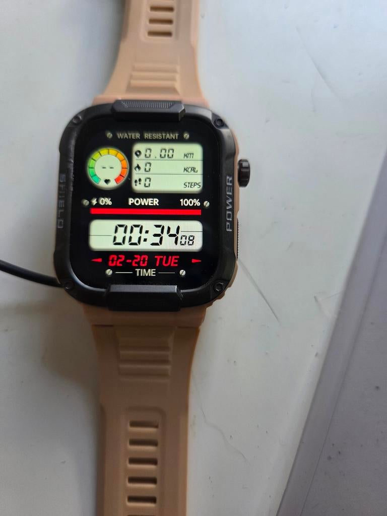 Robuust Sporthorloge met Hartslagmeter en GPS - Zwart/Beige, Gebruikt, Zwart, Ophalen of Verzenden, GPS