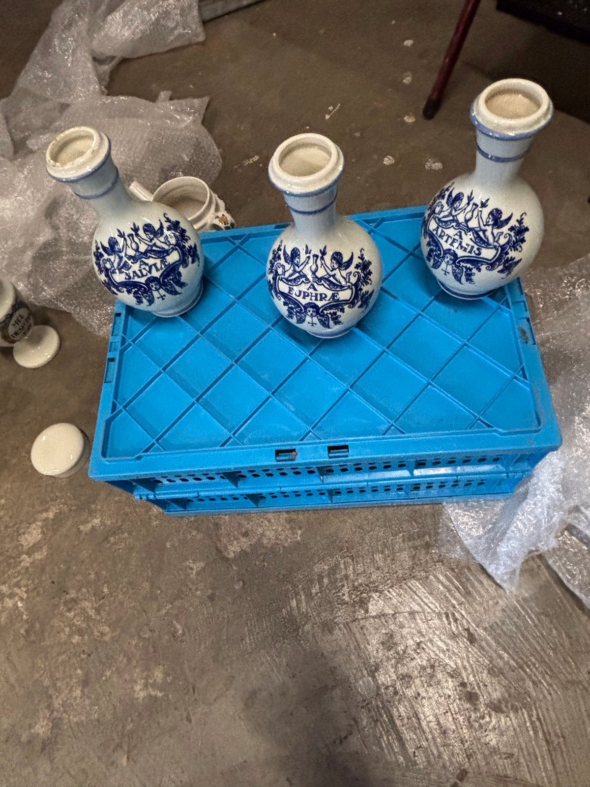 Set van 3 antieke apothekersvazen, Delfts blauw, Antiek en Kunst, Ophalen of Verzenden