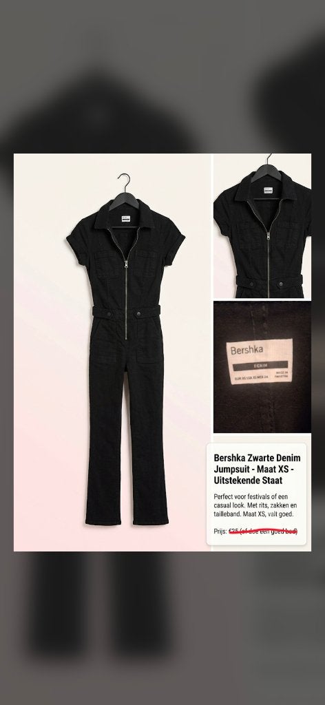 Bershka zwarte denim jumsuit maat xs, Kleding | Dames, Jumpsuits, Ophalen, Zwart, Bershka, Zo goed als nieuw