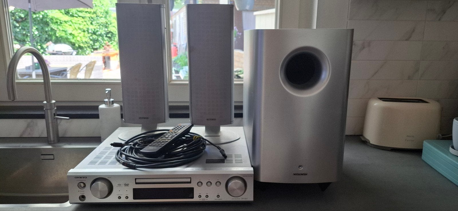 Onkyo DR-S501 DVD Receiver met 2.1 luidsprekersysteem, Overige merken, Gebruikt, 2.1-systeem, Ophalen of Verzenden
