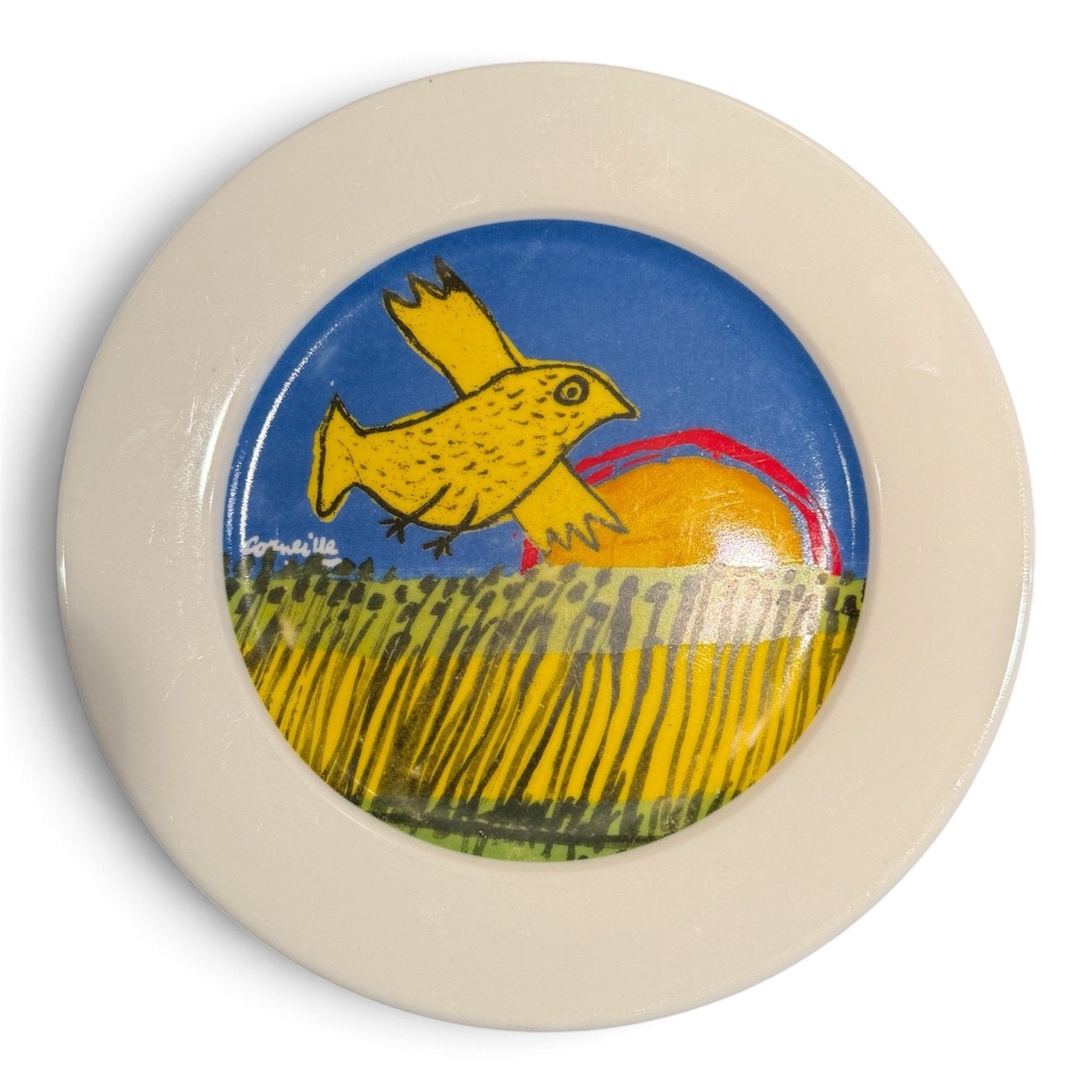 Corneille ontbijtbordje met vogel en zon, ca. 20 cm, Antiek en Kunst, Ophalen of Verzenden