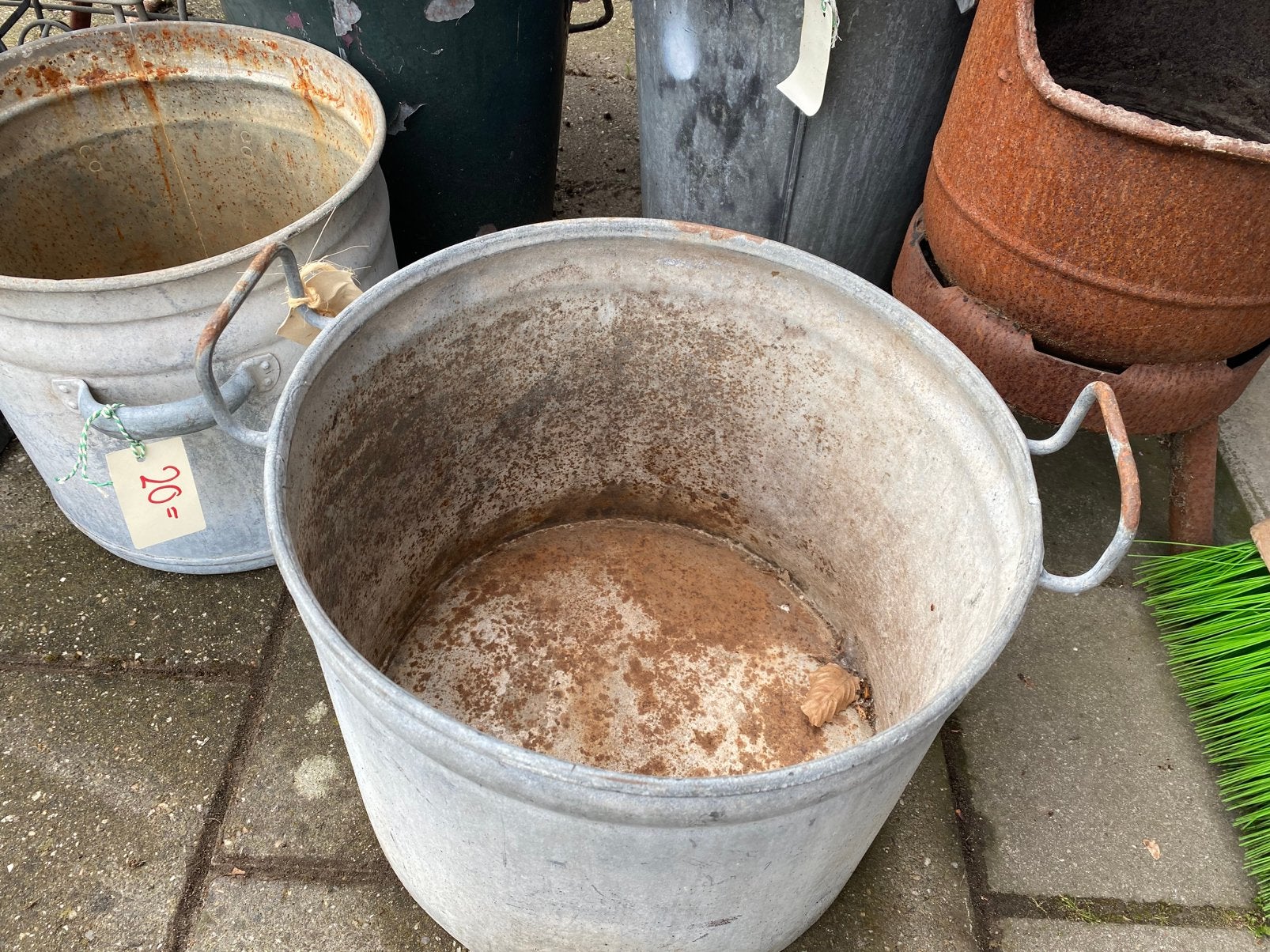 Zinken wasketel, Ophalen, Minder dan 30 cm, Rond, Nvt
