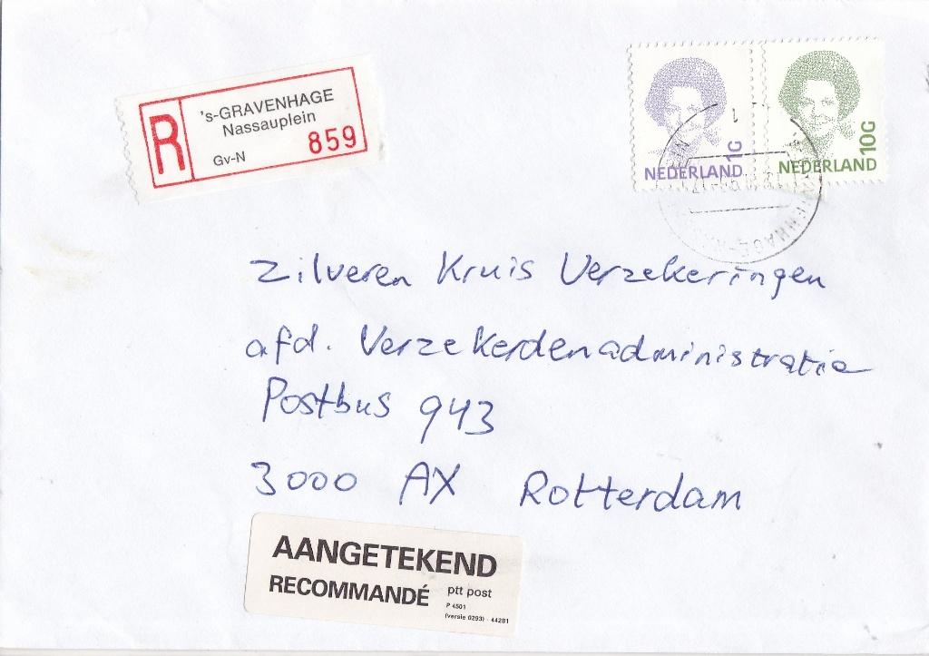 Nederland - R-brief – ‘s-Gravenhage – Nassauplein - 859, Verzenden, Envelop
