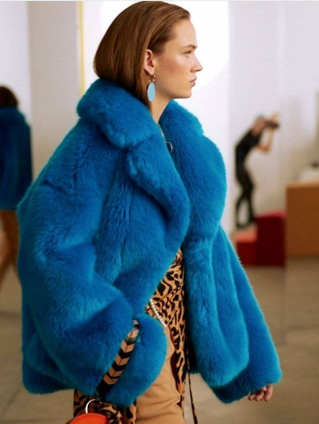 Diane von Furstenberg faux fur blue jacket, jas, s/m, nieuw, Blauw, Nieuw, Ophalen of Verzenden, Maat 36 (S)