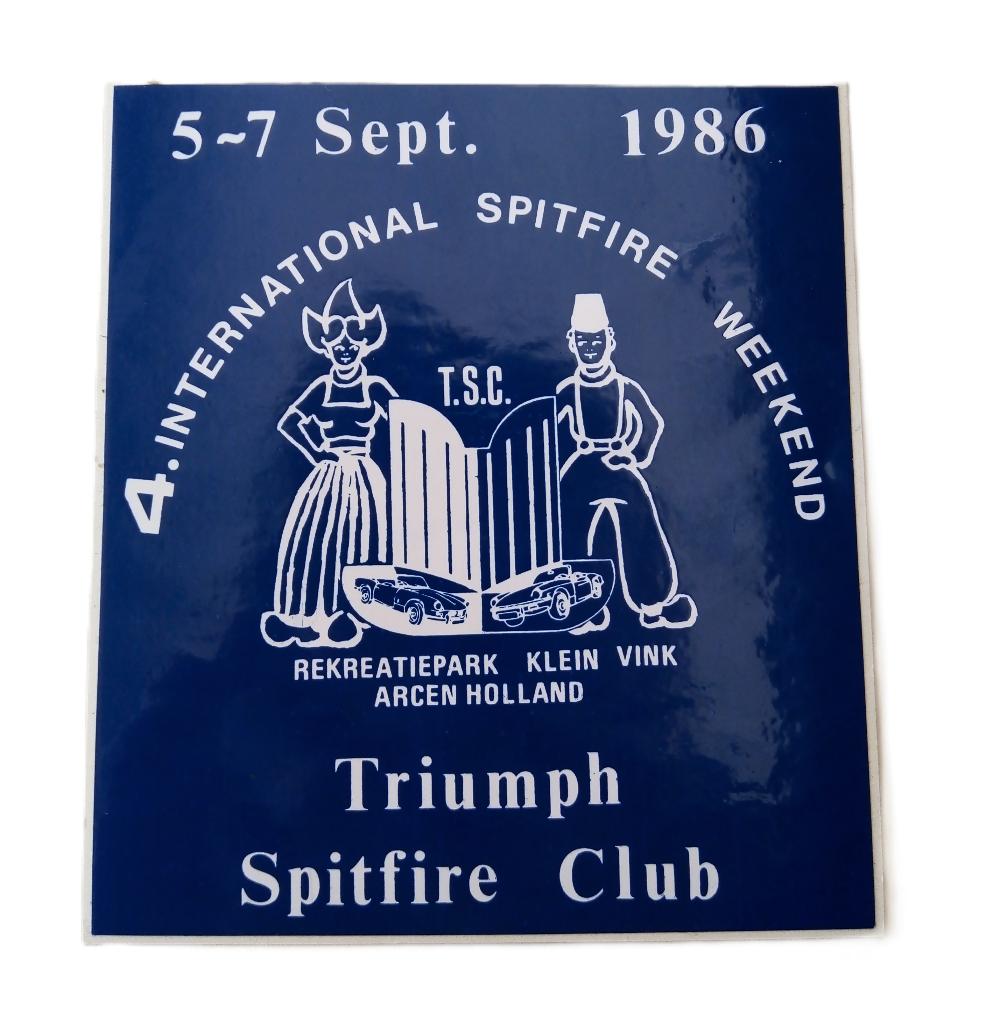 vintage triumph spitfire clubsticker- weekend- Arcen *1986*, Ophalen of Verzenden