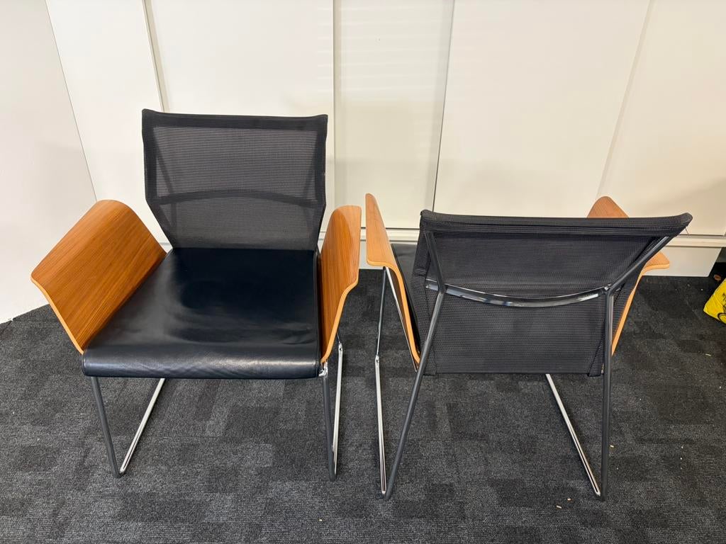 Wilkhahn stoelen zwart leder, Zwart, Leer, Ophalen of Verzenden, Vijf, Zes of meer stoelen