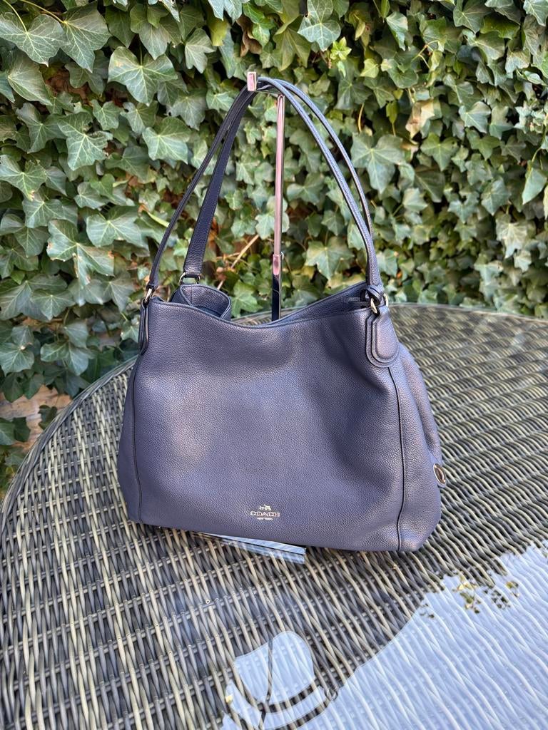 Coach handtas | leer | Edie | donkerblauw | 30x36 cm, Ophalen, Zo goed als nieuw, Blauw, Handtas